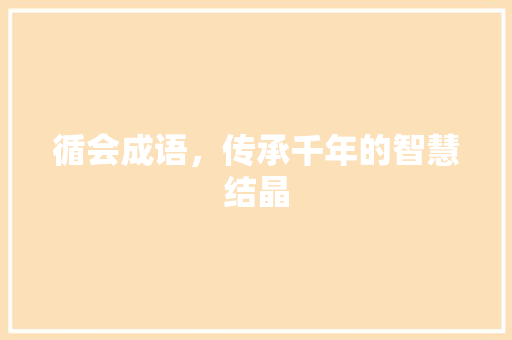 循会成语，传承千年的智慧结晶