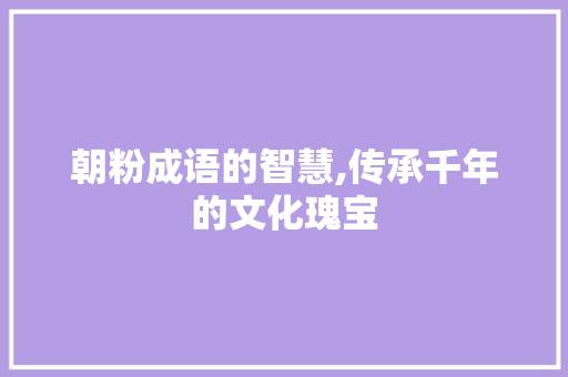 朝粉成语的智慧,传承千年的文化瑰宝