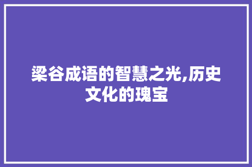 梁谷成语的智慧之光,历史文化的瑰宝 诗词体裁