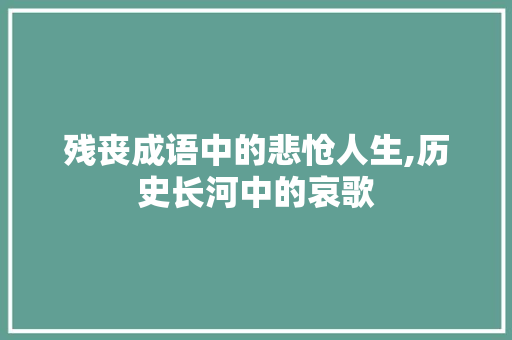 残丧成语中的悲怆人生,历史长河中的哀歌