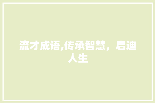 流才成语,传承智慧，启迪人生