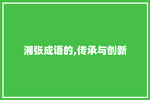 湘张成语的,传承与创新 社交媒体