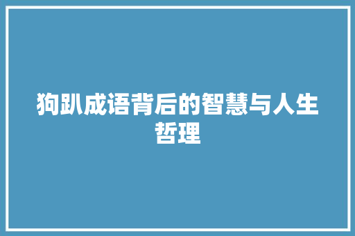 狗趴成语背后的智慧与人生哲理 社交媒体
