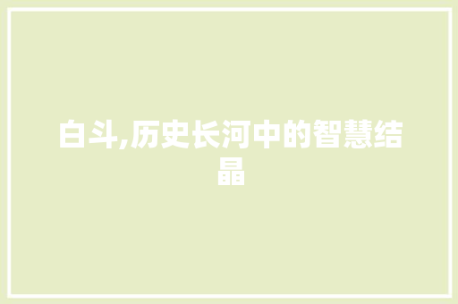 白斗,历史长河中的智慧结晶 职场写作