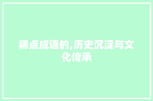 稀点成语的,历史沉淀与文化传承