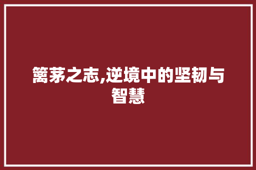 篱茅之志,逆境中的坚韧与智慧