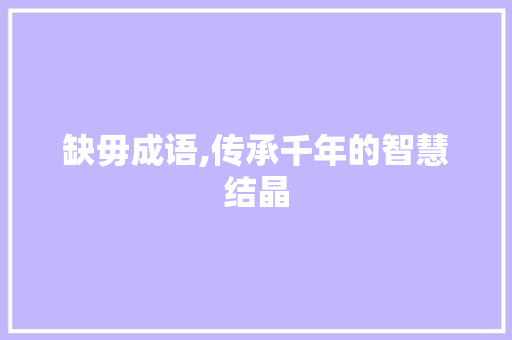 缺毋成语,传承千年的智慧结晶