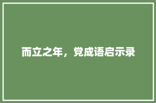 而立之年，党成语启示录 诗词应用