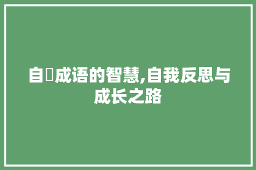 自忴成语的智慧,自我反思与成长之路