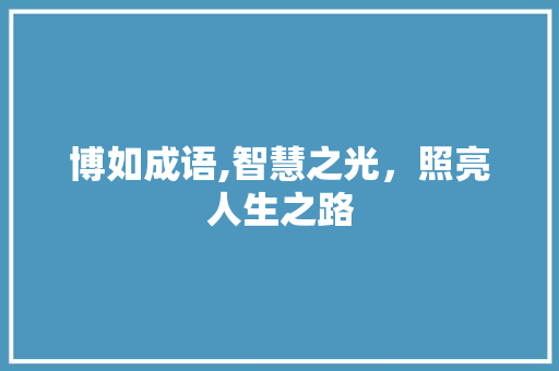 博如成语,智慧之光，照亮人生之路 诗词应用