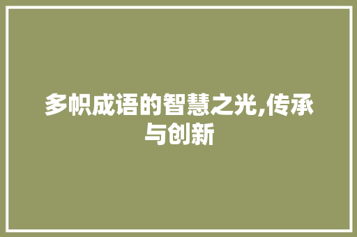 多帜成语的智慧之光,传承与创新 社交媒体