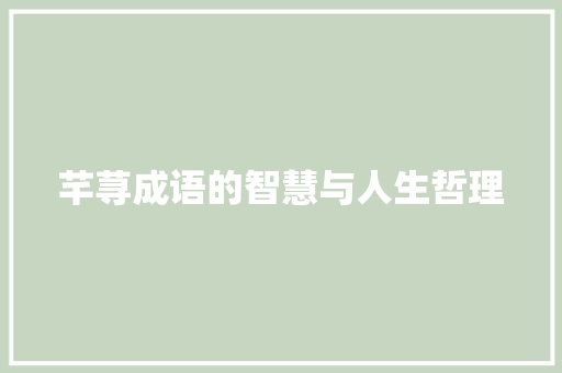 芊荨成语的智慧与人生哲理
