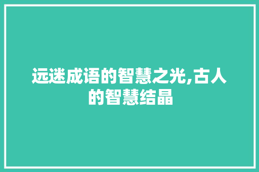 远迷成语的智慧之光,古人的智慧结晶
