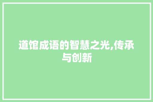 道馆成语的智慧之光,传承与创新