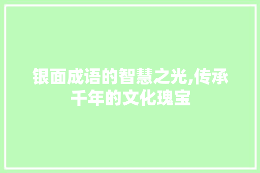 银面成语的智慧之光,传承千年的文化瑰宝