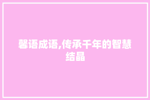 馨语成语,传承千年的智慧结晶