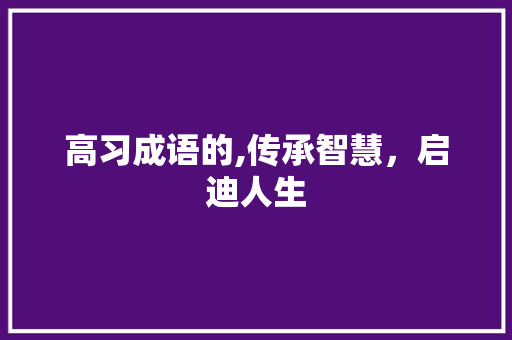 高习成语的,传承智慧，启迪人生 会议纪要