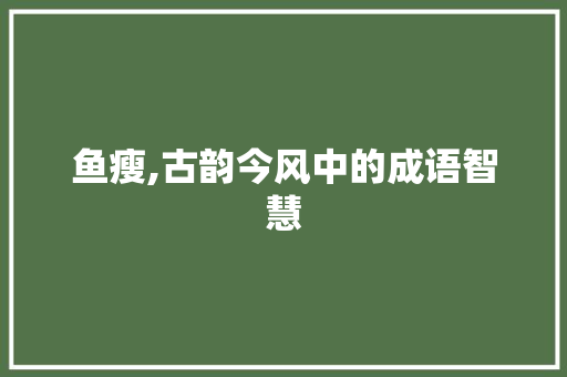 鱼瘦,古韵今风中的成语智慧