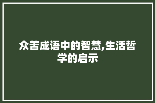 众苦成语中的智慧,生活哲学的启示 会议纪要