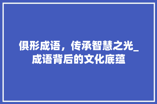 俱形成语，传承智慧之光_成语背后的文化底蕴