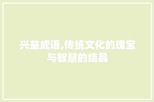 兴益成语,传统文化的瑰宝与智慧的结晶