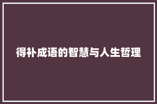 得补成语的智慧与人生哲理 应用文