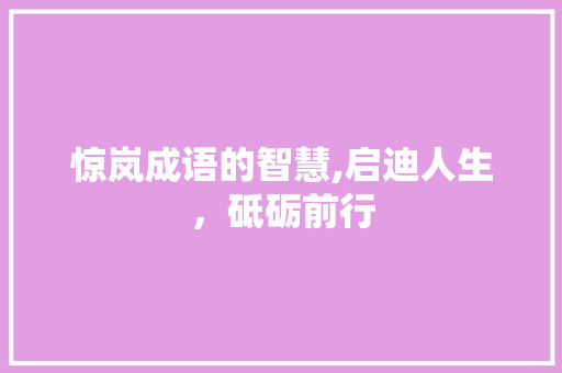 惊岚成语的智慧,启迪人生，砥砺前行
