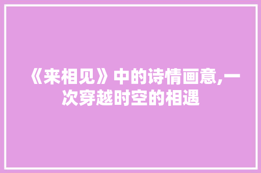 《来相见》中的诗情画意,一次穿越时空的相遇 会议纪要