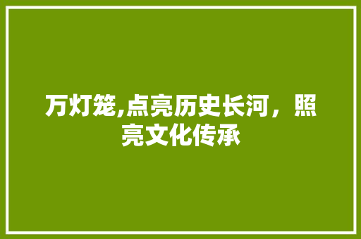 万灯笼,点亮历史长河，照亮文化传承