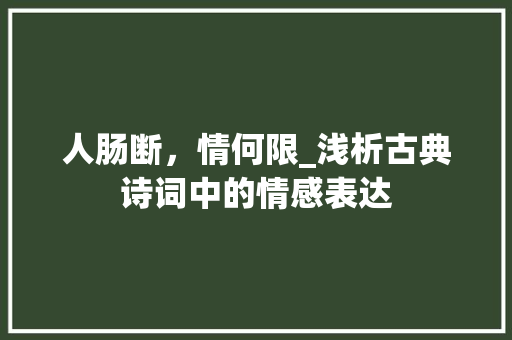 人肠断，情何限_浅析古典诗词中的情感表达