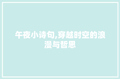 午夜小诗句,穿越时空的浪漫与哲思