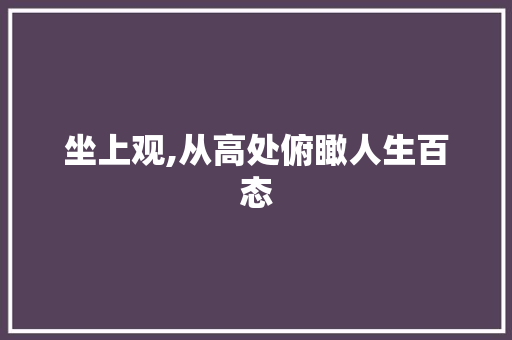 坐上观,从高处俯瞰人生百态