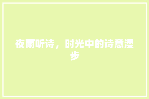 夜雨听诗，时光中的诗意漫步