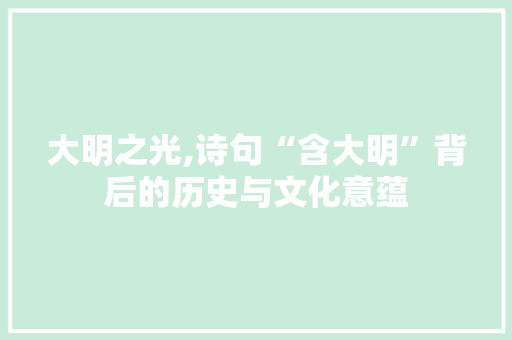 大明之光,诗句“含大明”背后的历史与文化意蕴