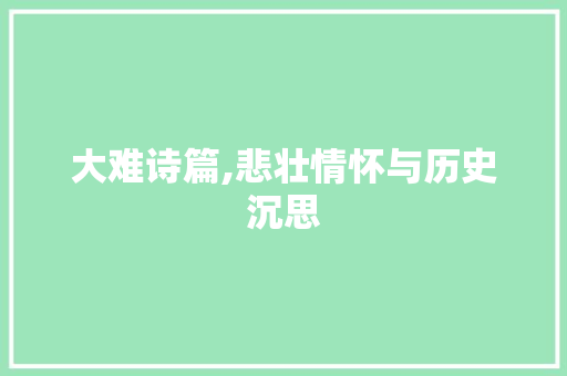 大难诗篇,悲壮情怀与历史沉思