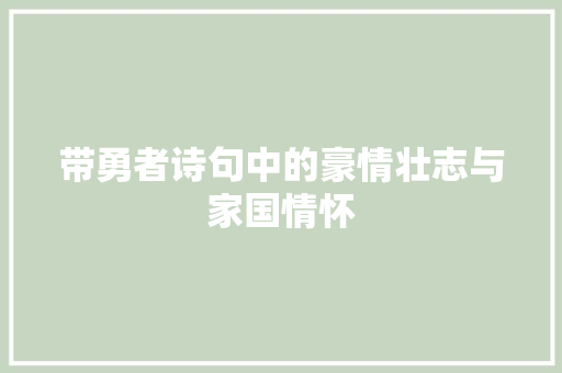 带勇者诗句中的豪情壮志与家国情怀