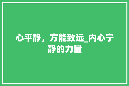 心平静，方能致远_内心宁静的力量 项目报告