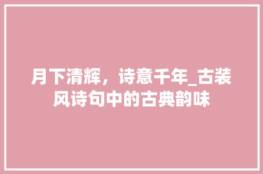 月下清辉，诗意千年_古装风诗句中的古典韵味
