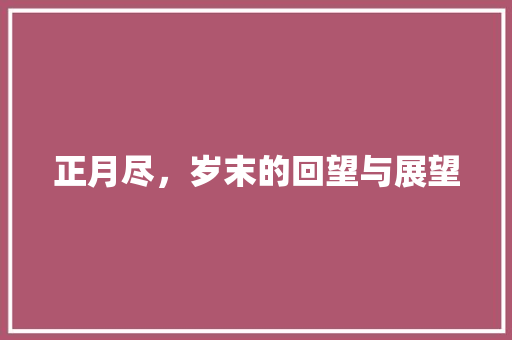正月尽，岁末的回望与展望