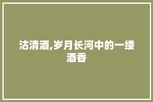 沽清酒,岁月长河中的一缕酒香