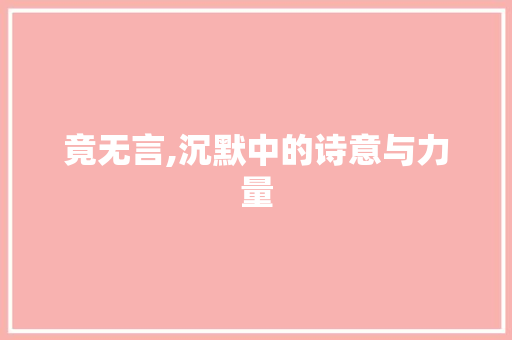 竟无言,沉默中的诗意与力量