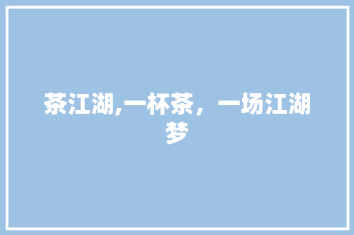 茶江湖,一杯茶，一场江湖梦