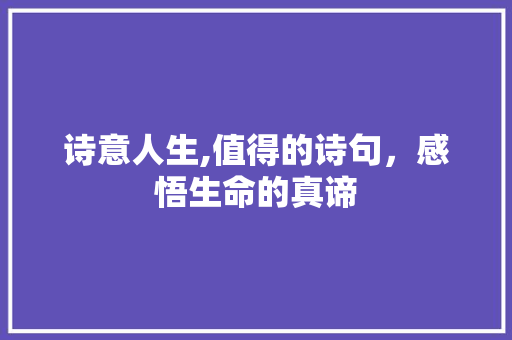 诗意人生,值得的诗句，感悟生命的真谛