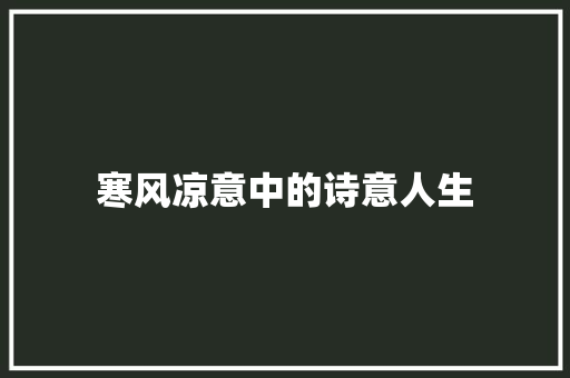 寒风凉意中的诗意人生