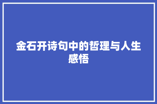 金石开诗句中的哲理与人生感悟