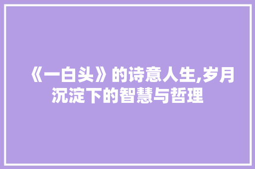 《一白头》的诗意人生,岁月沉淀下的智慧与哲理