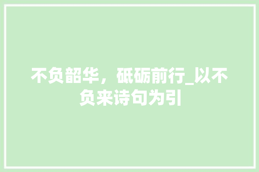 不负韶华，砥砺前行_以不负来诗句为引