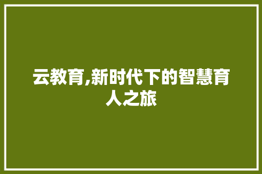 云教育,新时代下的智慧育人之旅