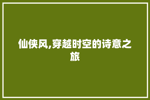 仙侠风,穿越时空的诗意之旅 项目报告