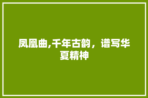 凤凰曲,千年古韵，谱写华夏精神